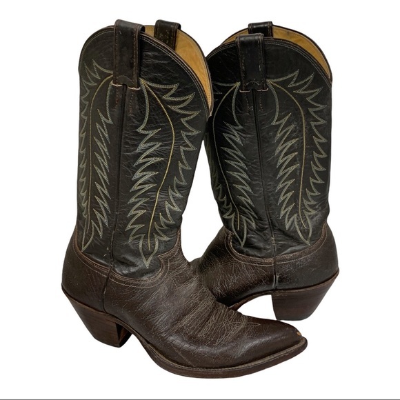 Justin Boots Shoes Justin Western Boots 85d Brown Leather Stitched